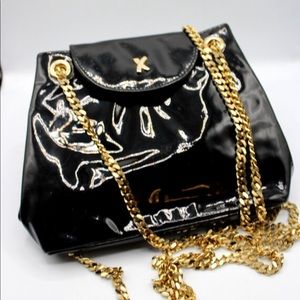 Paloma Picasso Patent Leather Shoulder Crossbody Purse Signature X Logo Designer
